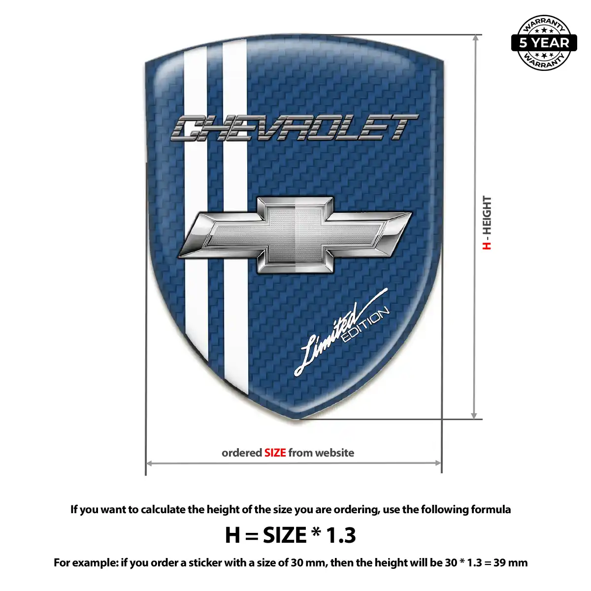 Chevrolet Resin Domed Sticker Prestige Line