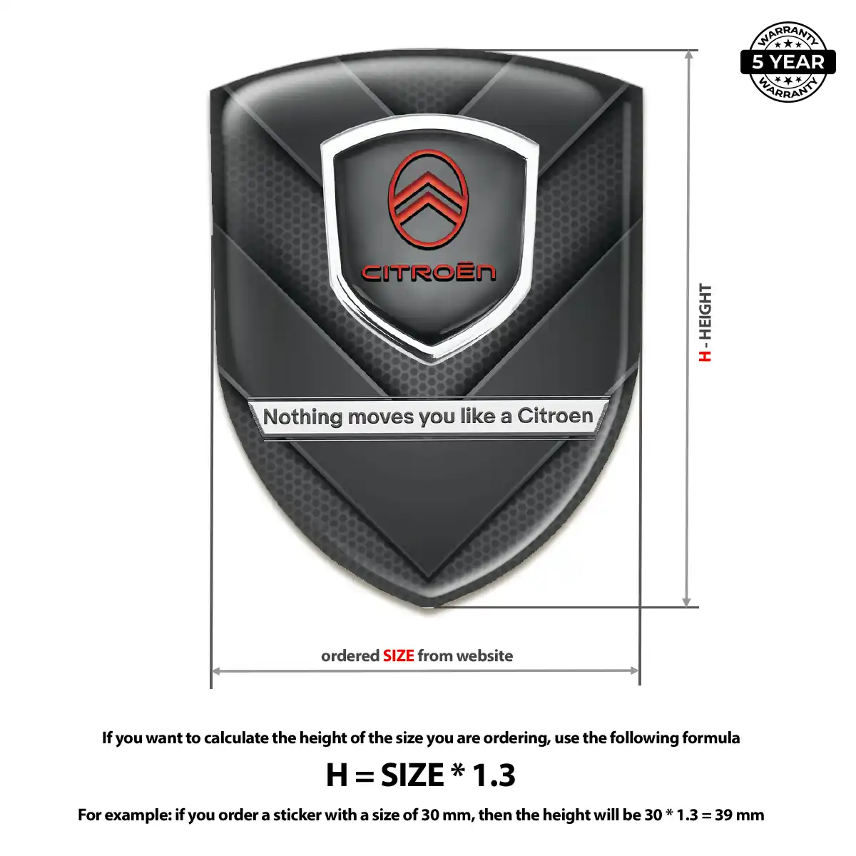 Citroen 3D Badge Sticker Premium Dome