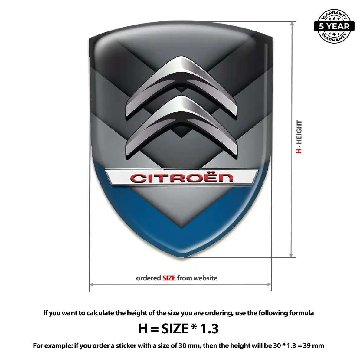 Citroen 3D Badge Sticker Resin Luxe