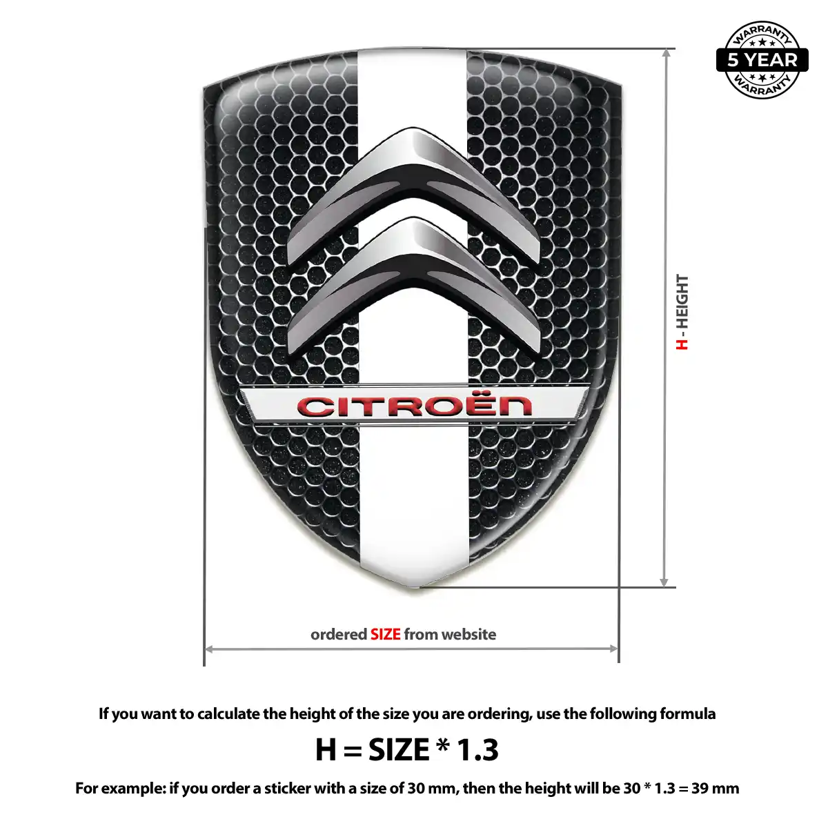 Citroen 3D Badge Sticker Signature Grade