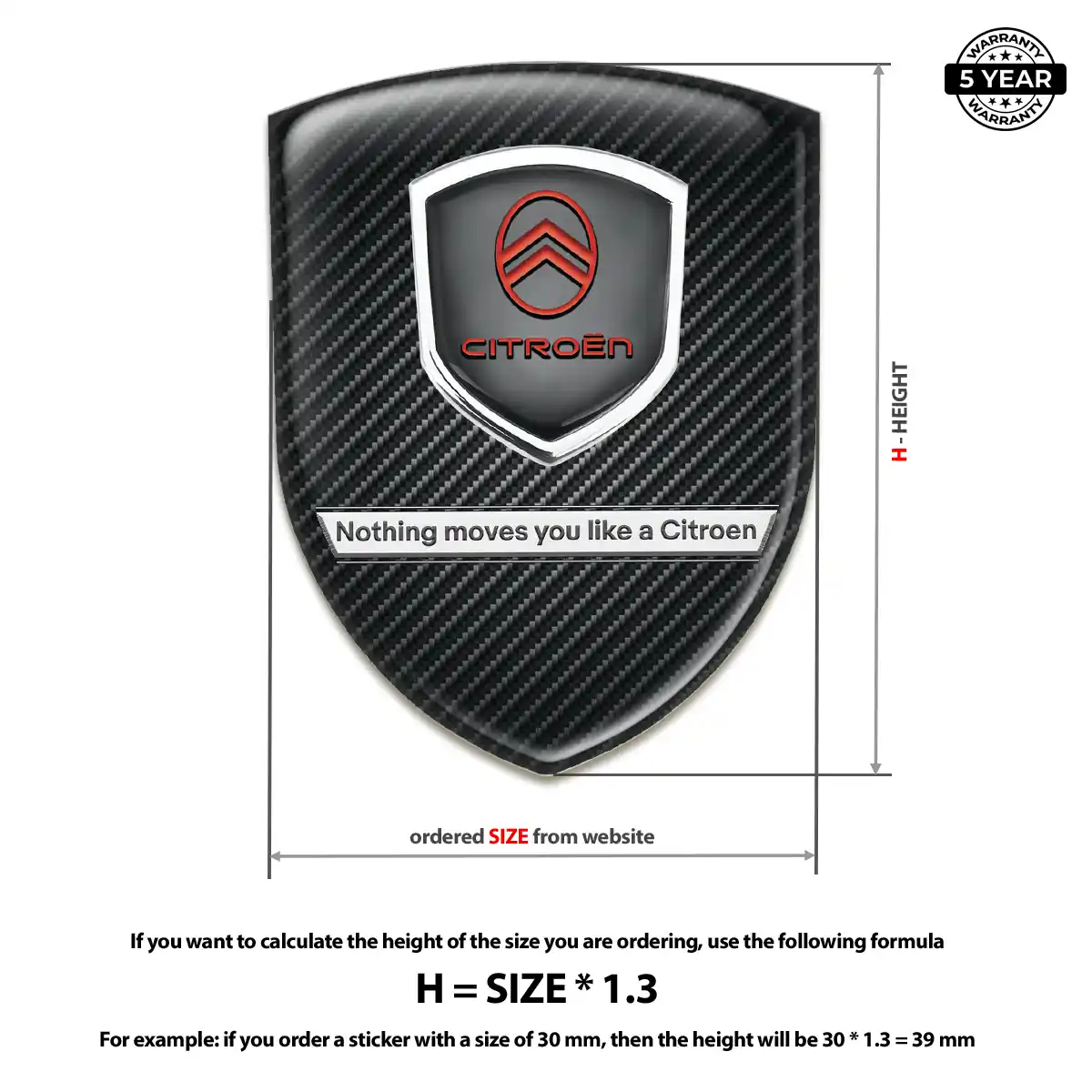 Citroen 3D Domed Sticker Interior Luxe