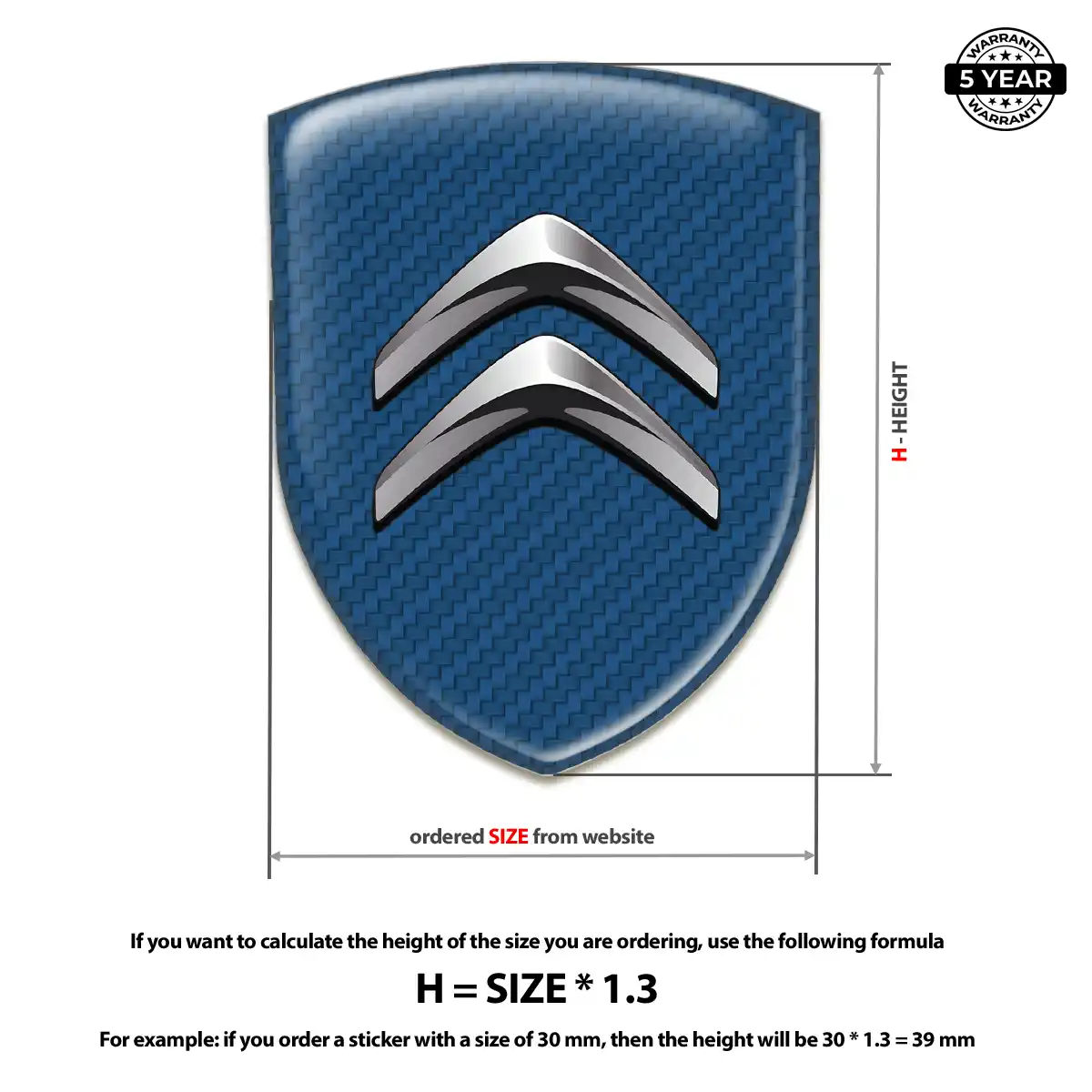 Citroen 3D Domed Sticker Resin Luxe