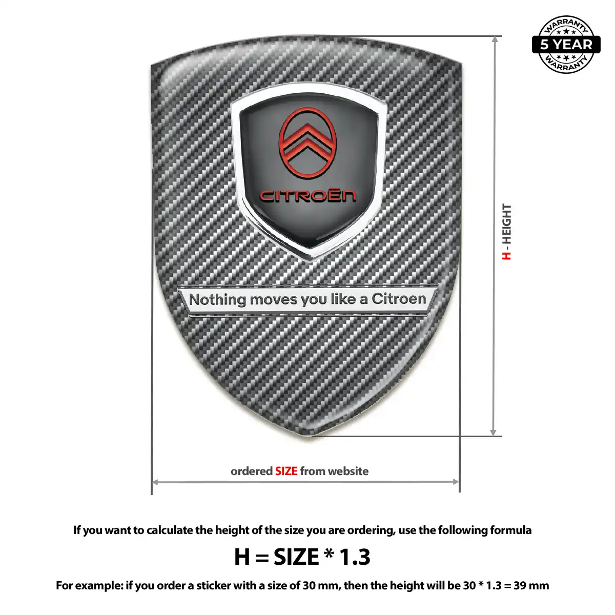 Citroen 3D Domed Sticker Sleek Style