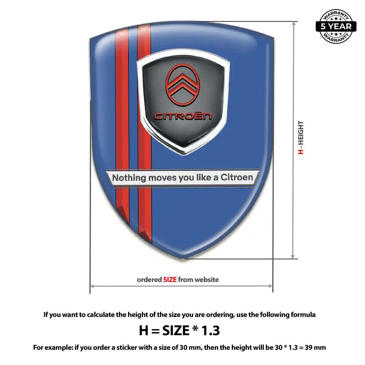 Citroen 3D Emblem Sticker Cabin Style