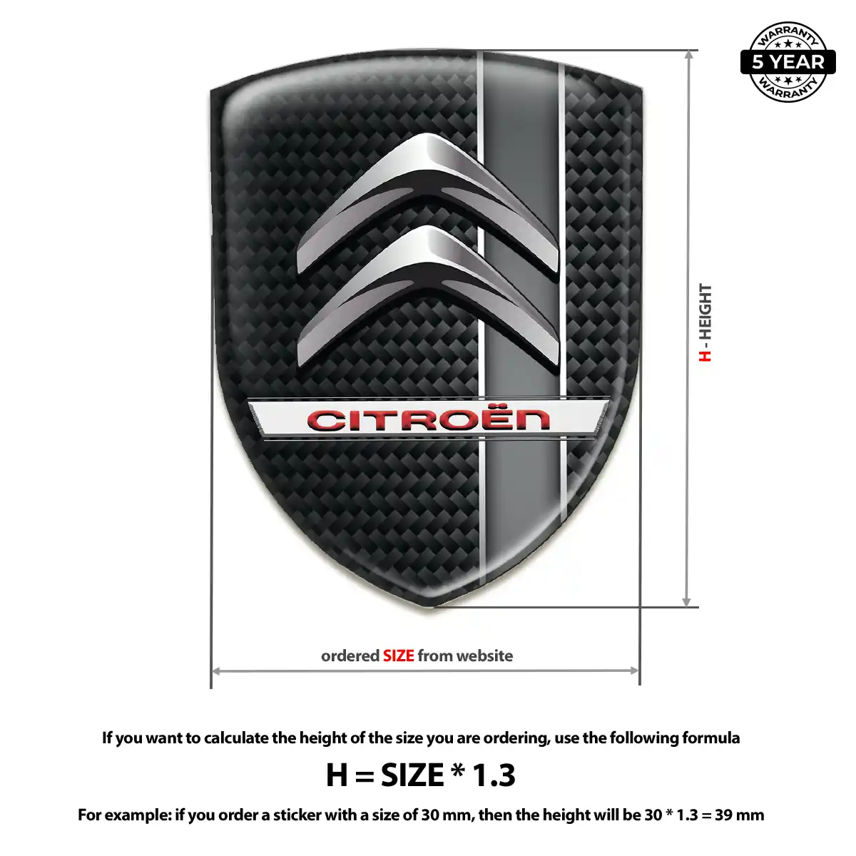 Citroen 3D Logo Sticker Premium Dome