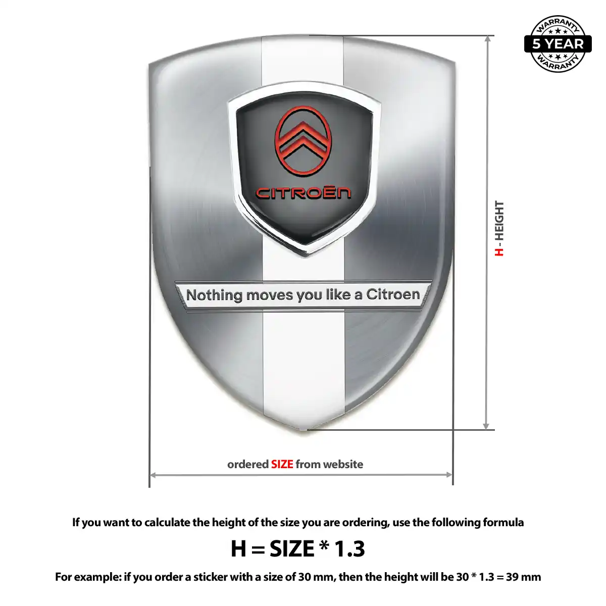 Citroen 3D Logo Sticker Resin Luxe
