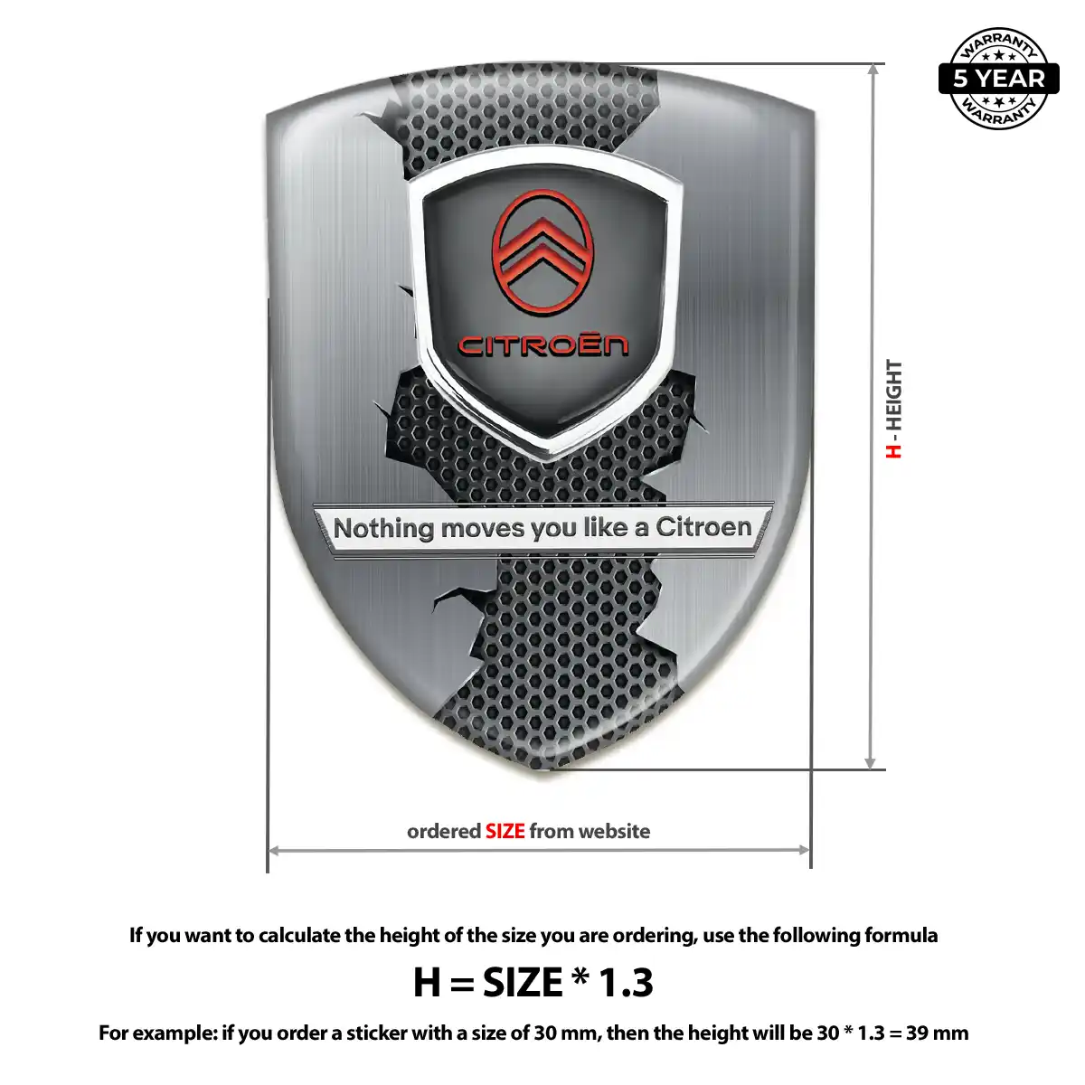 Citroen 3D Resin Sticker Interior Luxe