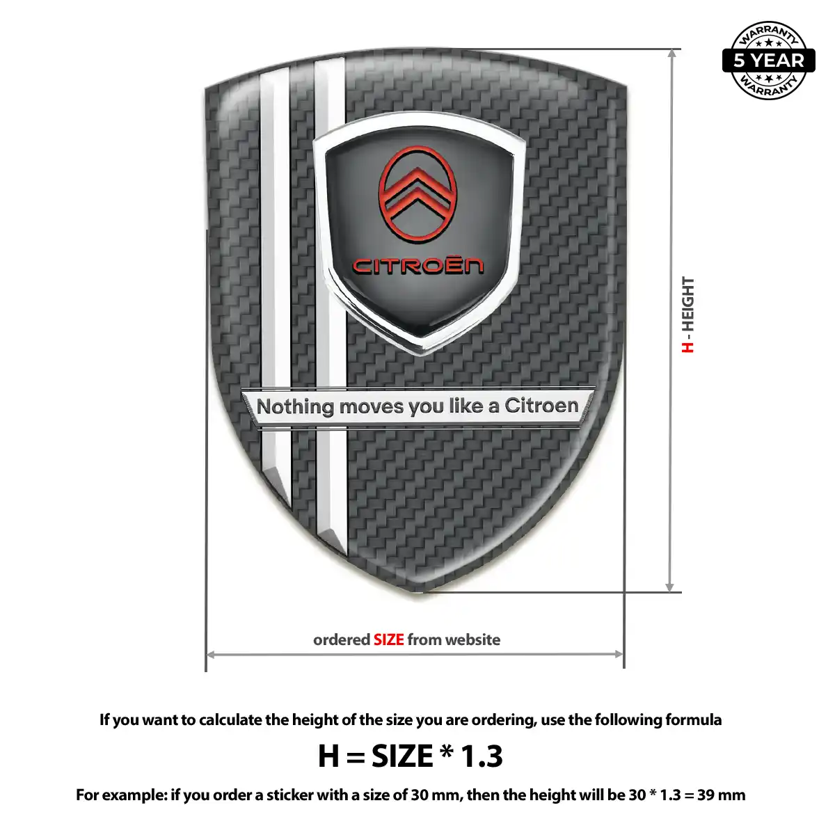 Citroen Automotive Emblem Sticker Resin Luxe