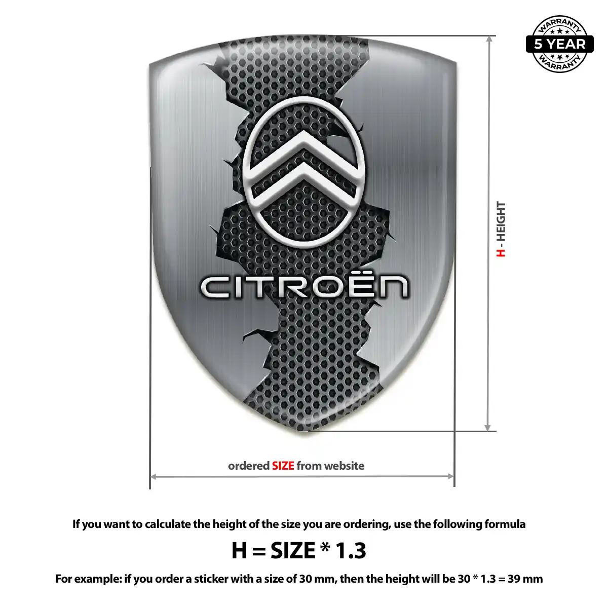Citroen Automotive Logo Sticker Resin Luxe