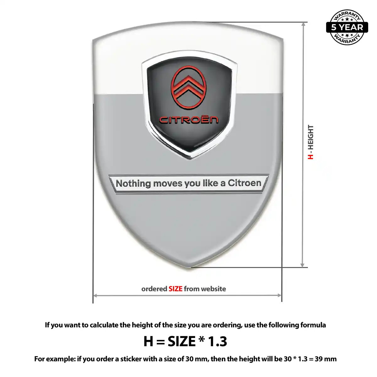 Citroen Automotive Resin Decal Premium Dome