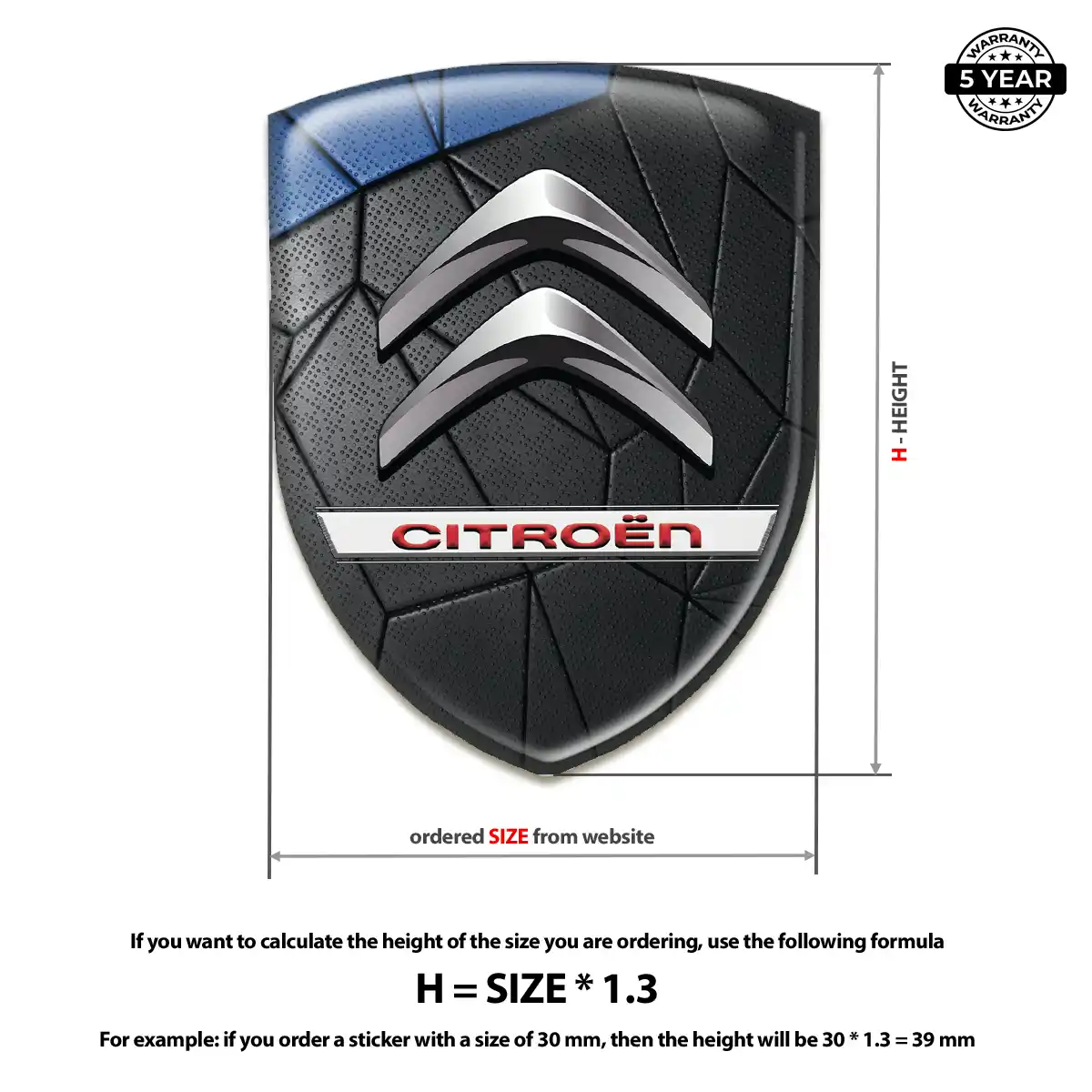 Citroen Car Badge Sticker Premium Dome