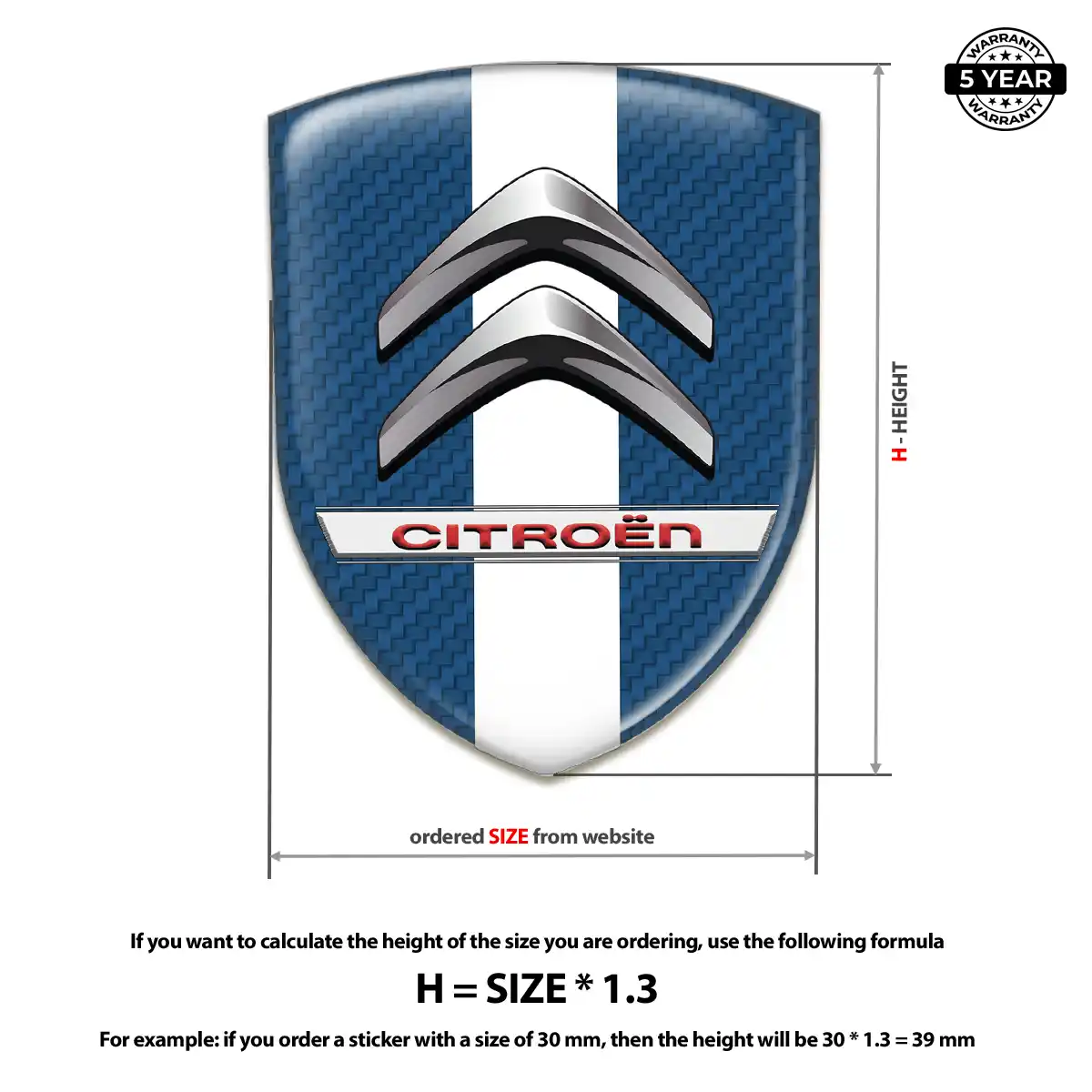 Citroen Car Emblem Sticker Premium Dome