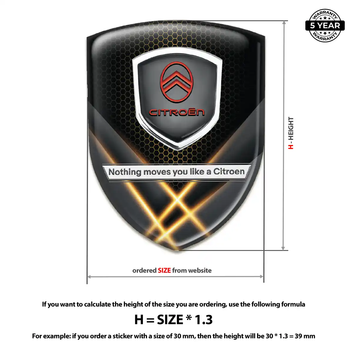 Citroen Crest Logo Emblem Premium Dome