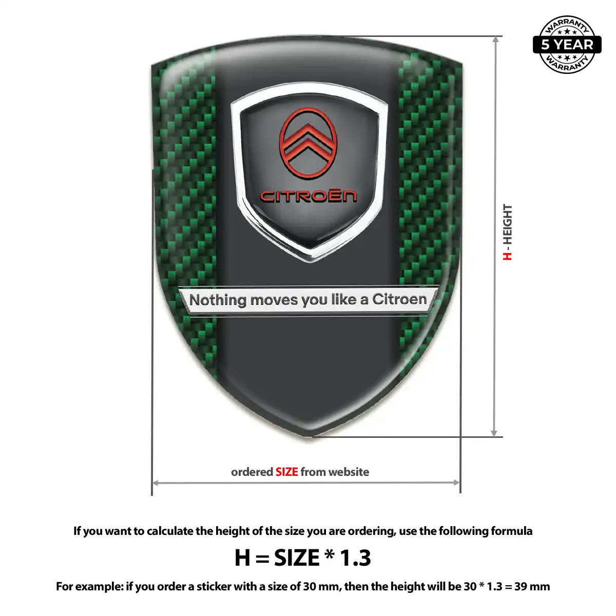 Citroen Domed Car Sticker Exterior Luxe