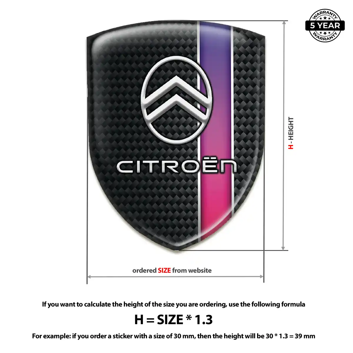 Citroen Domed Car Sticker Interior Elegance