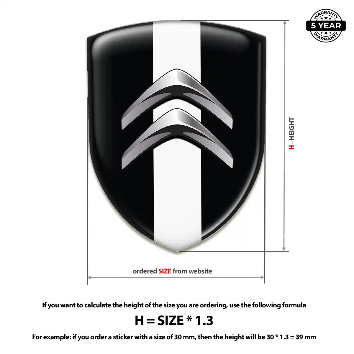 Citroen Domed Car Sticker Resin Luxe