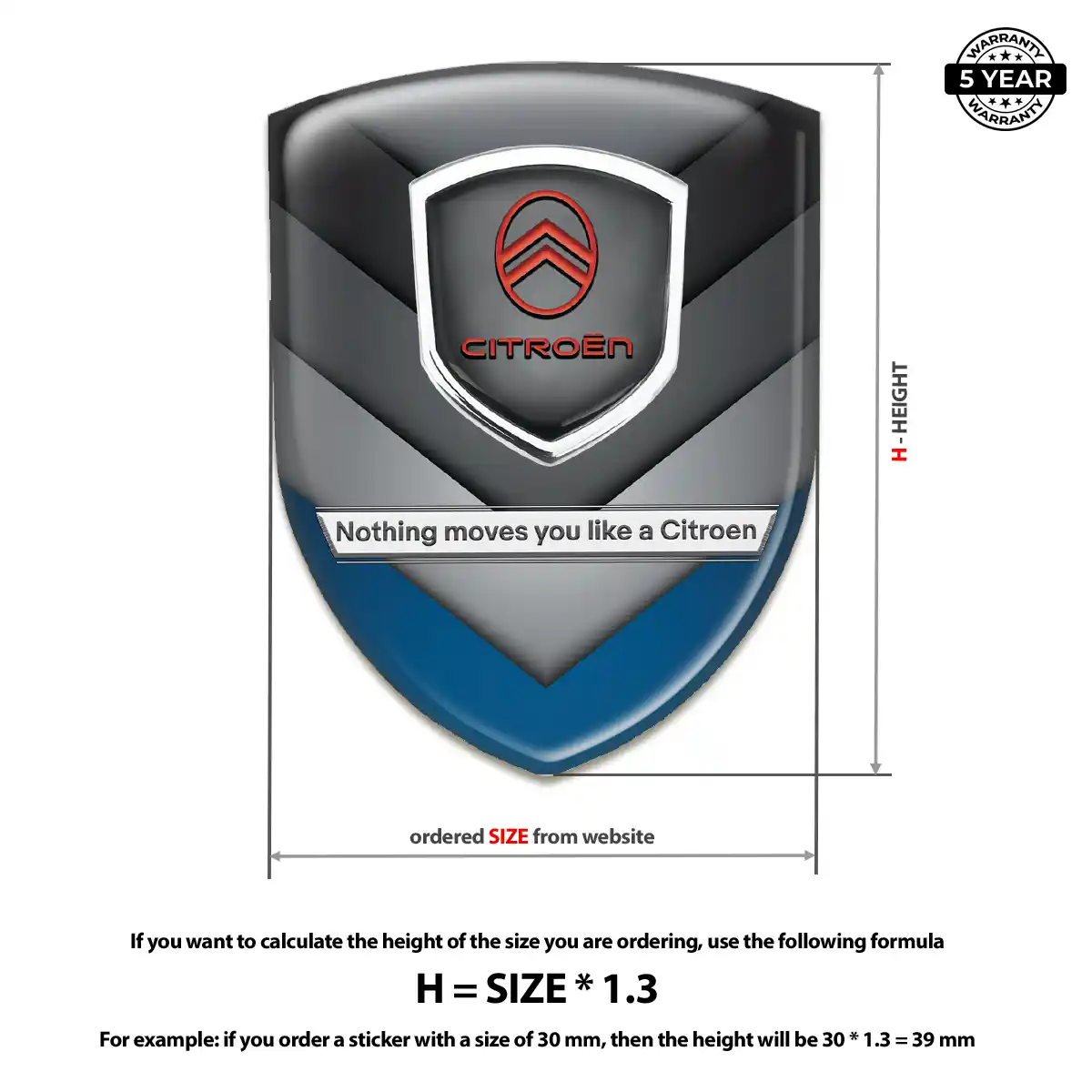 Citroen Domed Car Sticker Signature Grade