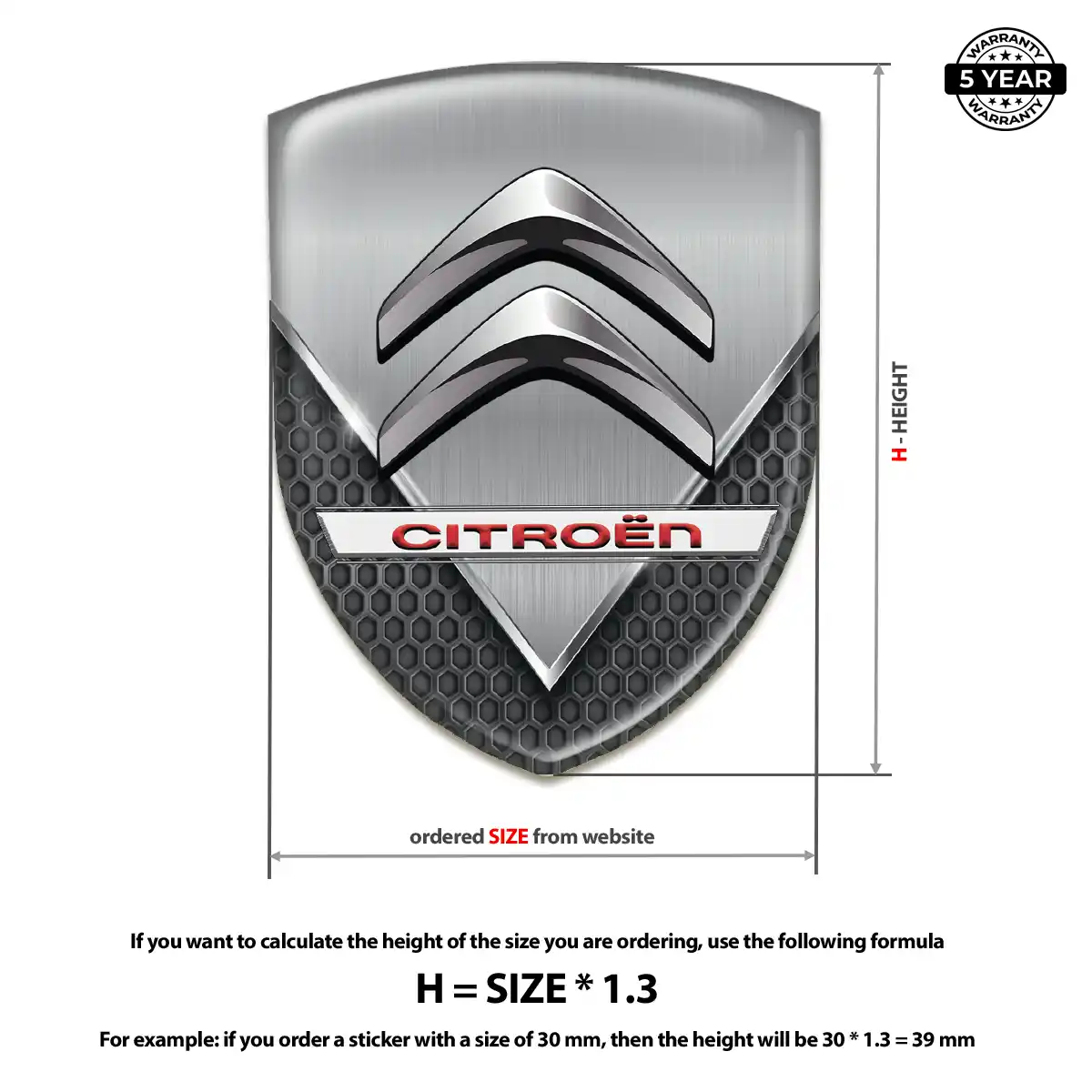 Citroen Domed Decal Premium Dome