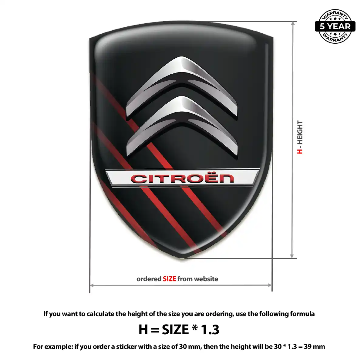Citroen Domed Logo Decal Interior Luxe