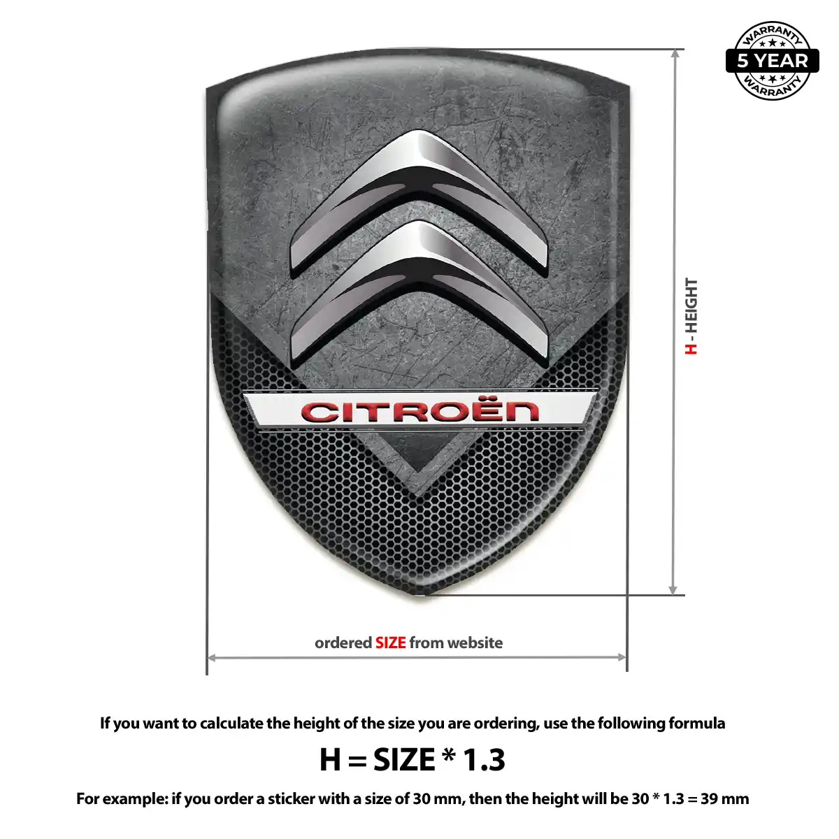 Citroen Domed Logo Decal Noble Edition