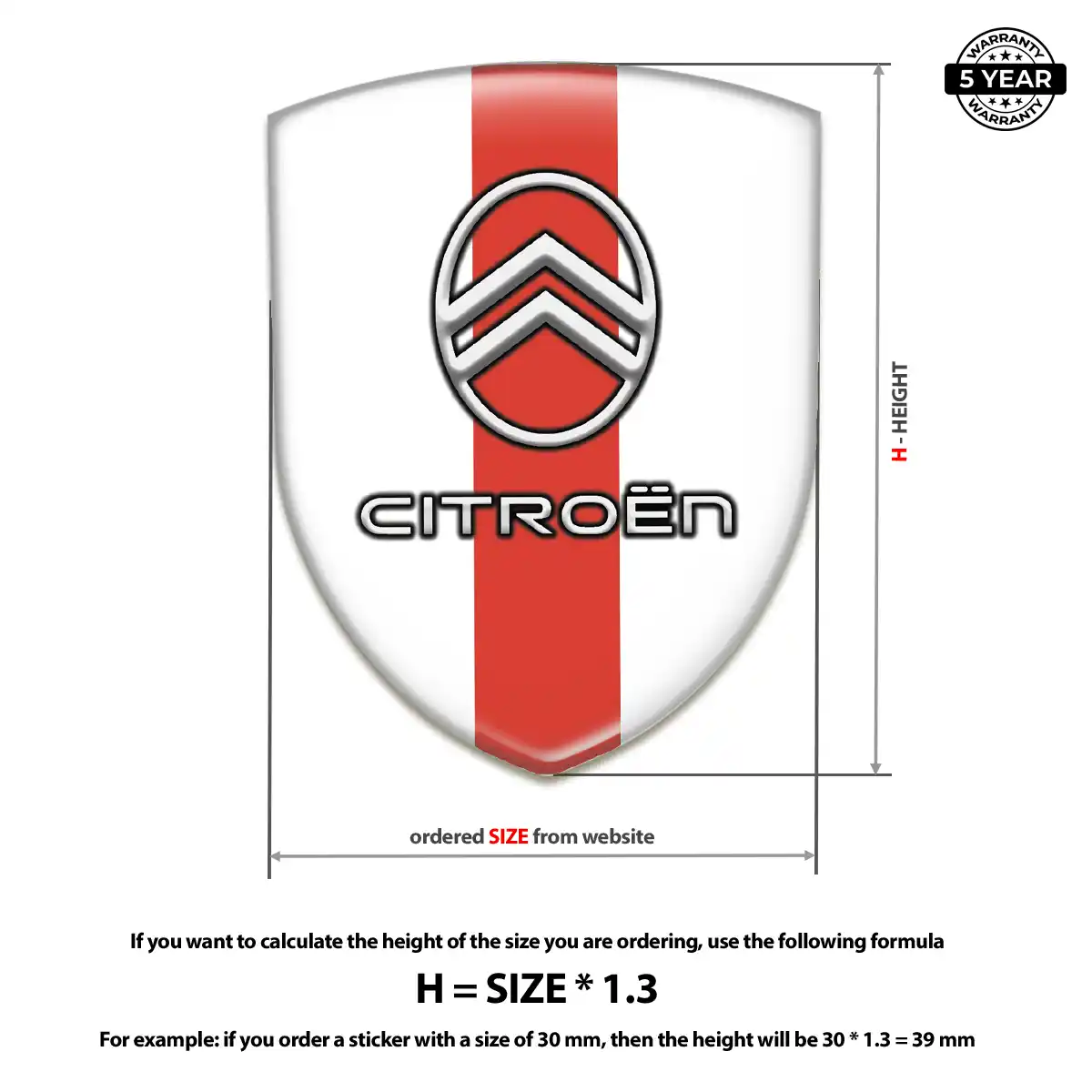 Citroen Domed Logo Decal Premium Dome