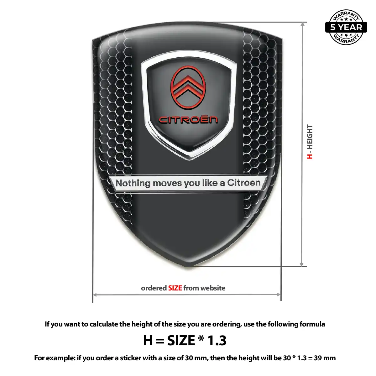 Citroen Domed Logo Decal Resin Luxe