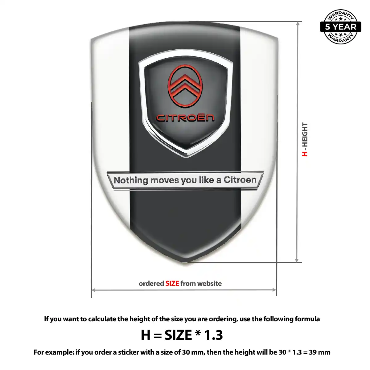 Citroen Domed Logo Sticker Cabin Style