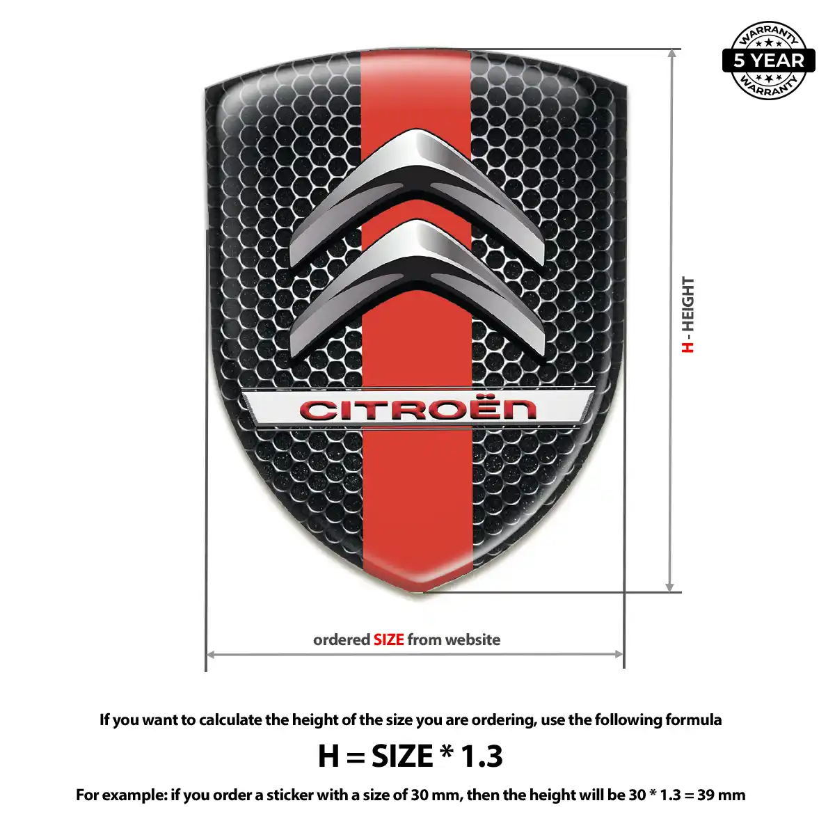 Citroen Epoxy Domed Sticker Cabin Style