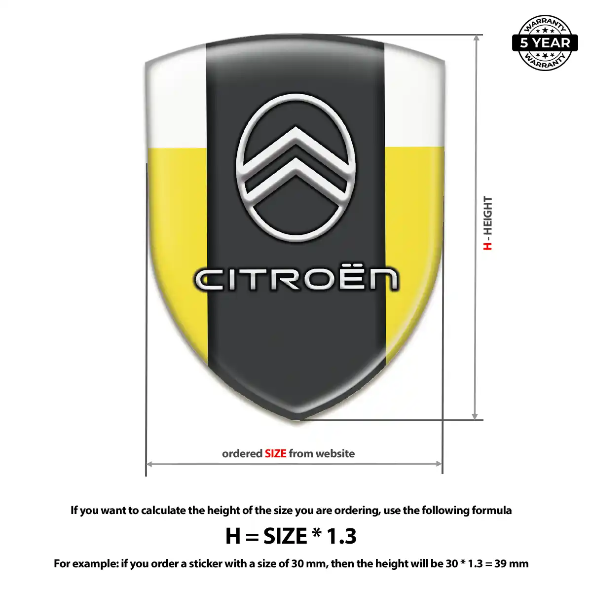 Citroen Epoxy Domed Sticker Interior Luxe