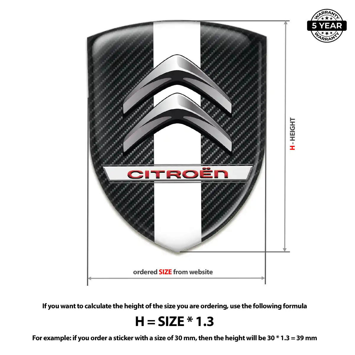 Citroen Epoxy Domed Sticker Outer Style