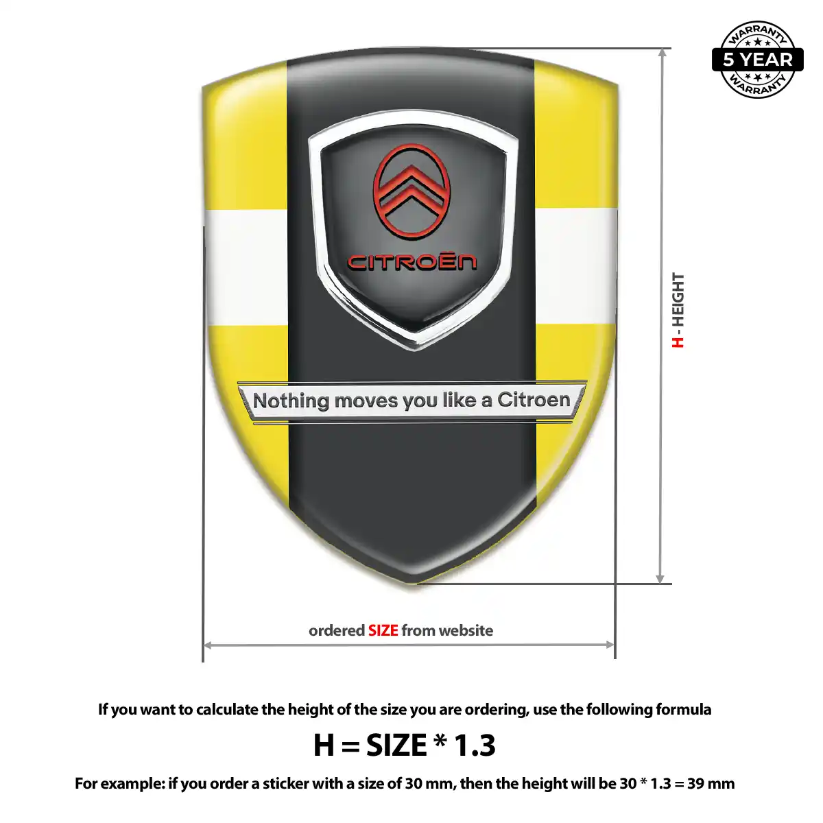 Citroen Epoxy Domed Sticker Signature Grade
