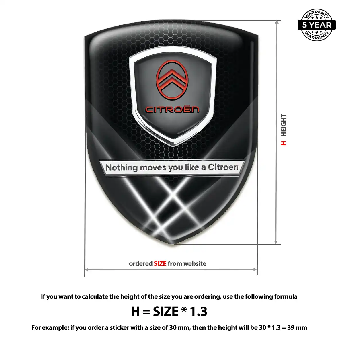 Citroen Gel Emblem Sticker Resin Luxe