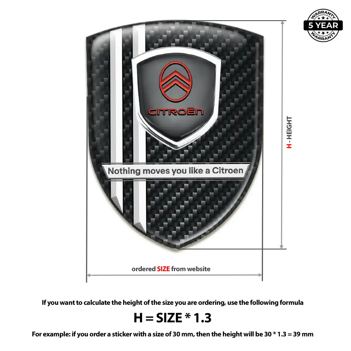 Citroen Polyurethane Domed Sticker Interior Elegance