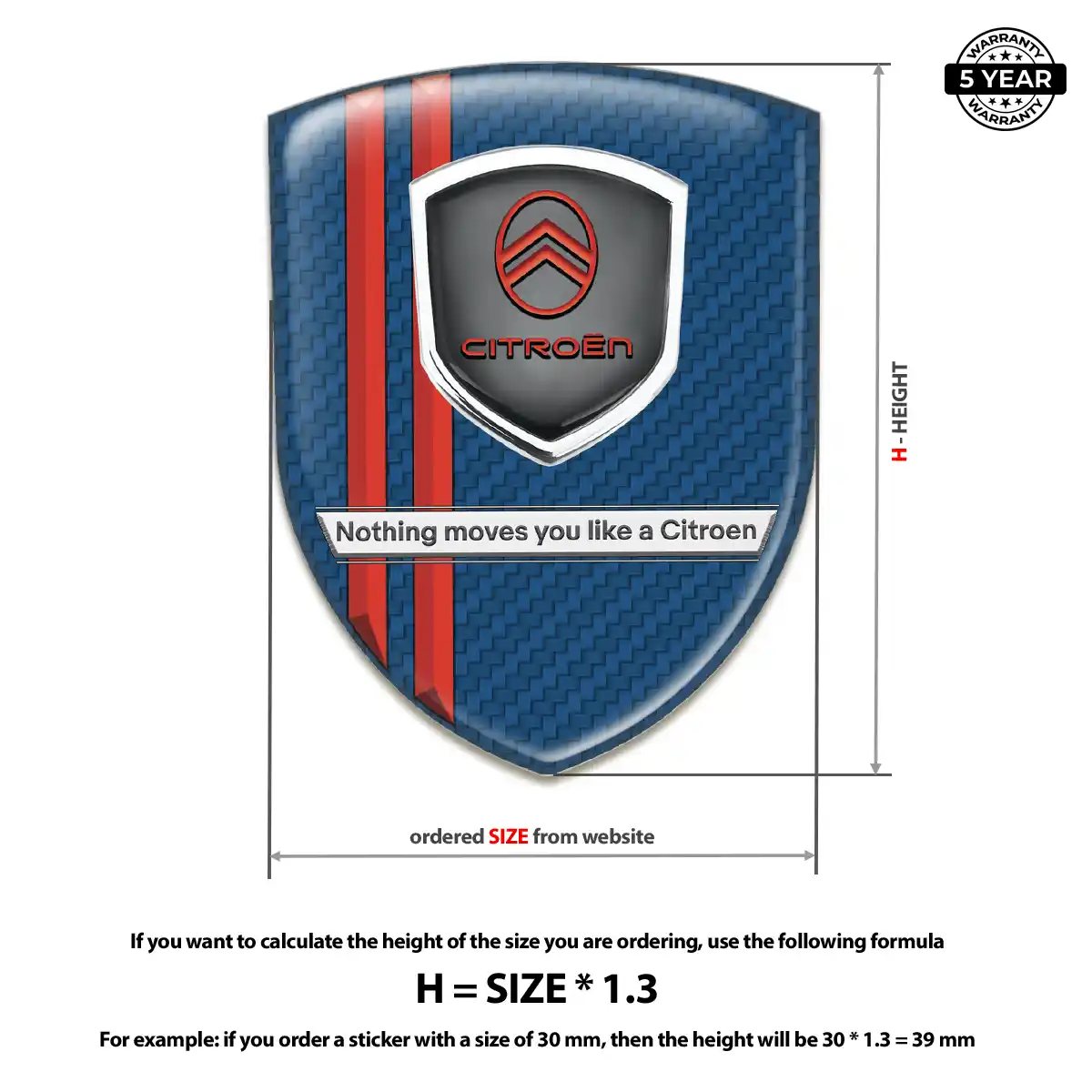 Citroen Polyurethane Domed Sticker Interior Luxe