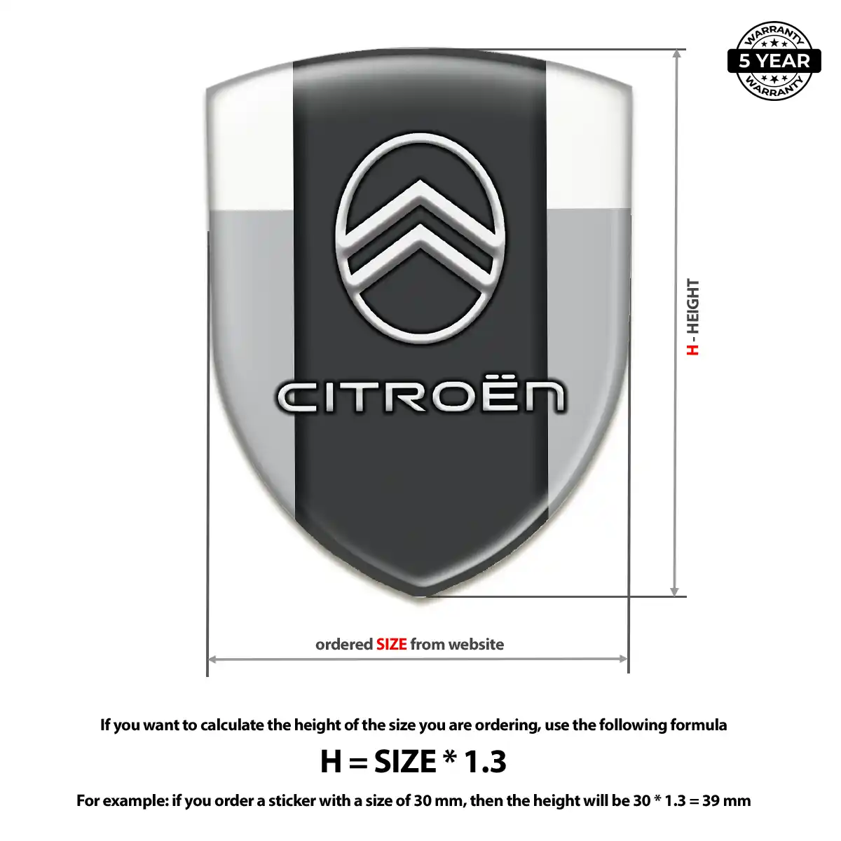 Citroen Polyurethane Domed Sticker Refined Design