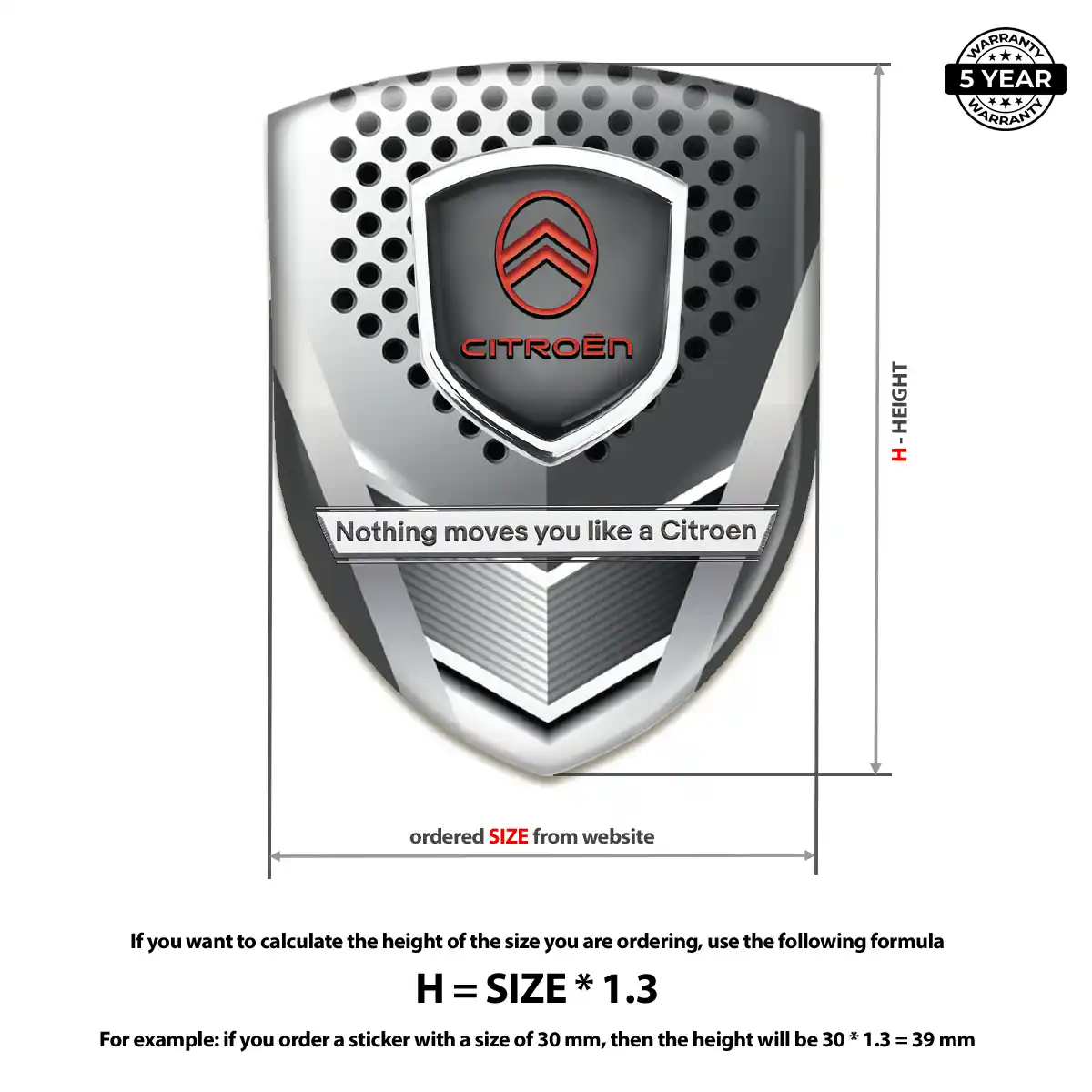 Citroen Polyurethane Domed Sticker Resin Elite