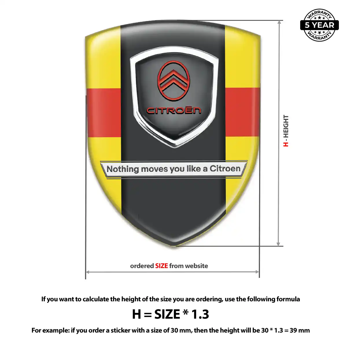 Citroen Polyurethane Domed Sticker Resin Luxe