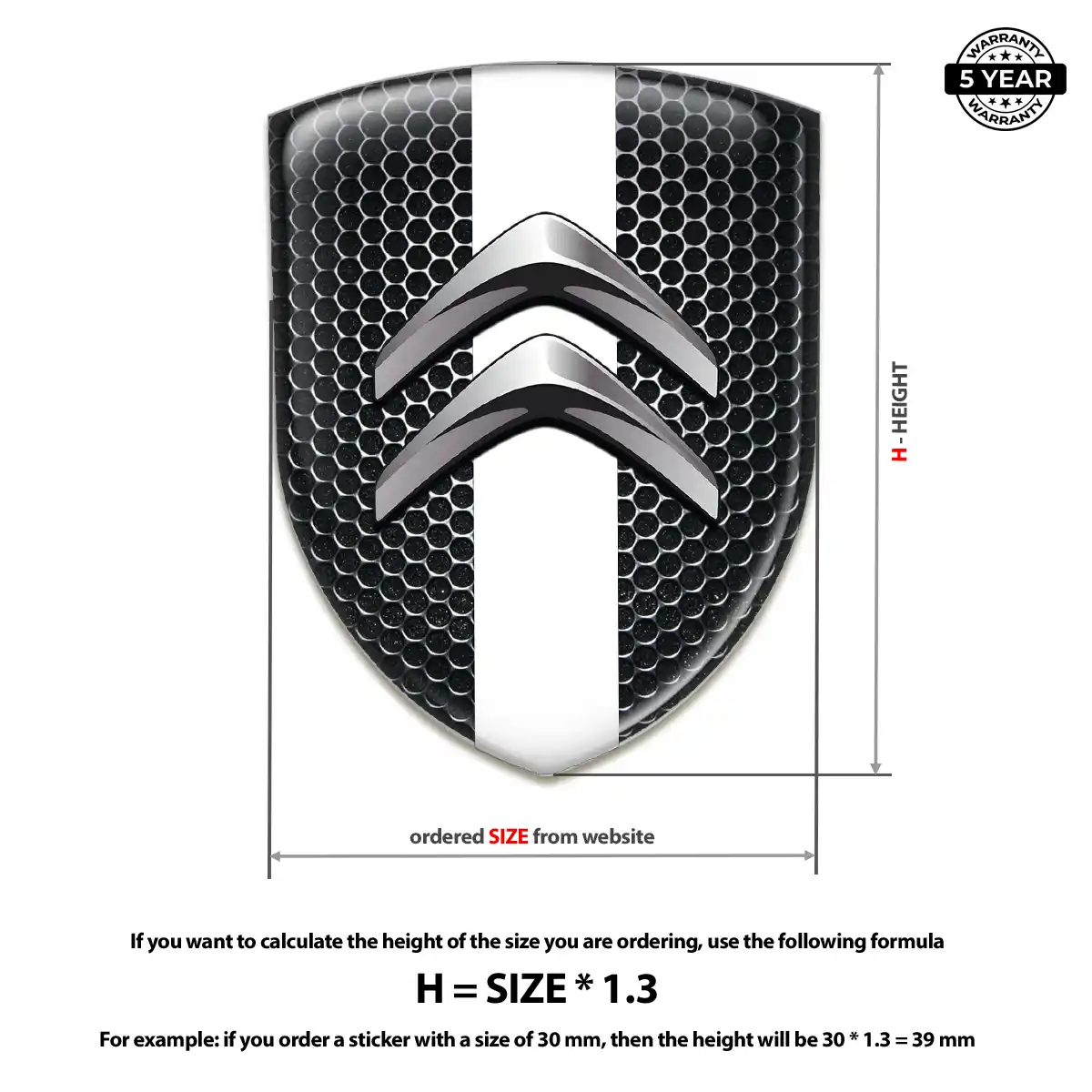 Citroen Polyurethane Domed Sticker Sleek Style