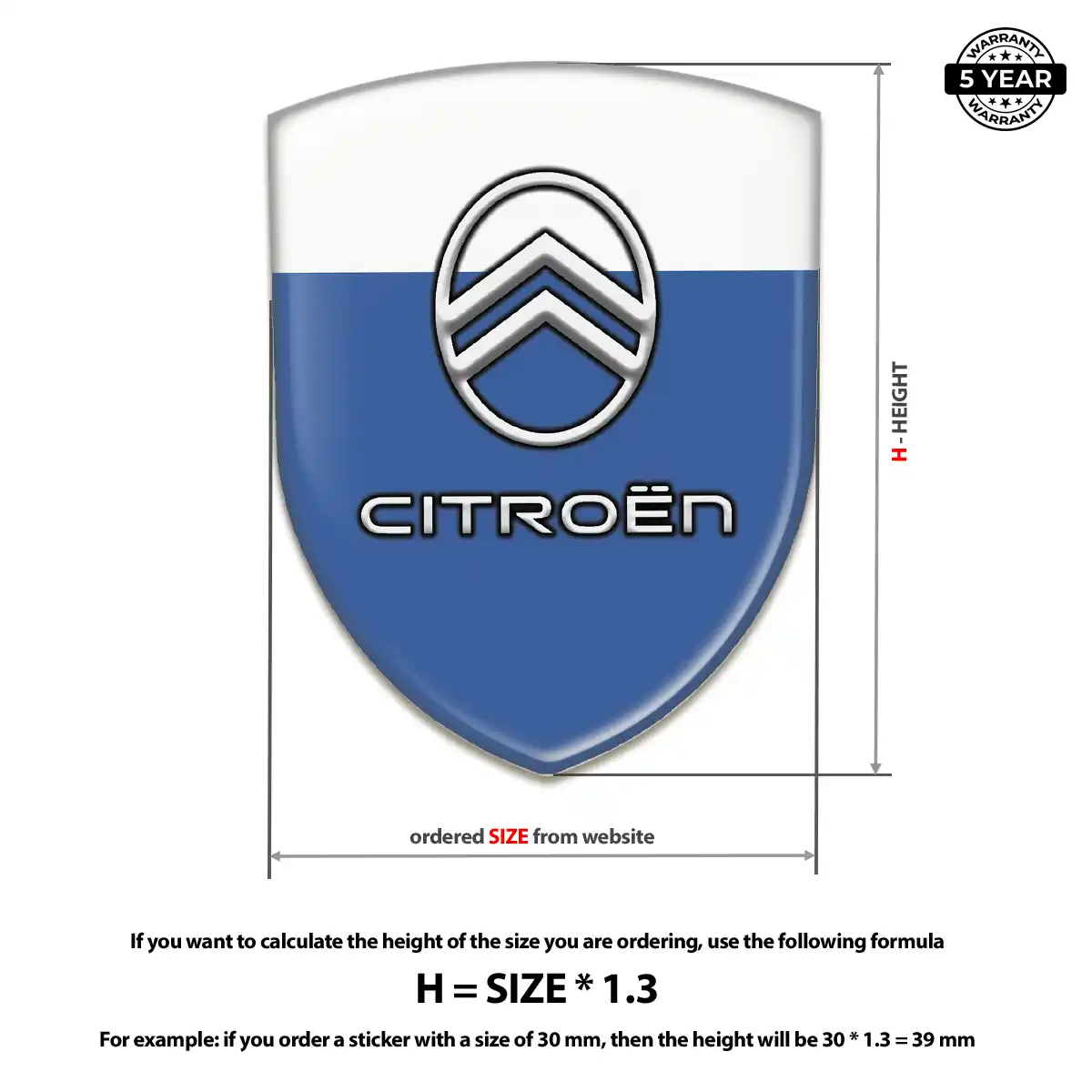 Citroen Resin Badge Sticker Elite Finish