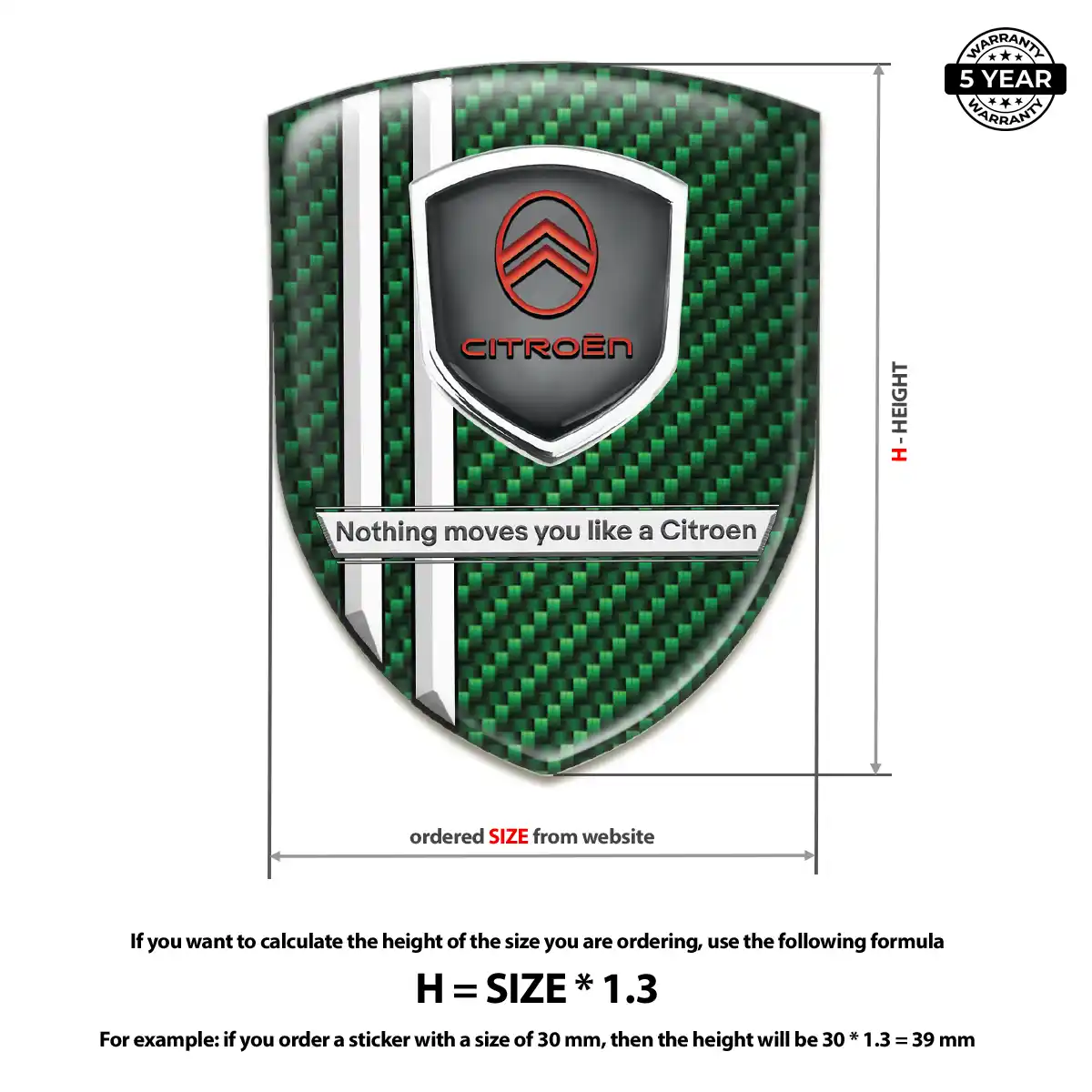 Citroen Resin Badge Sticker Interior Elegance