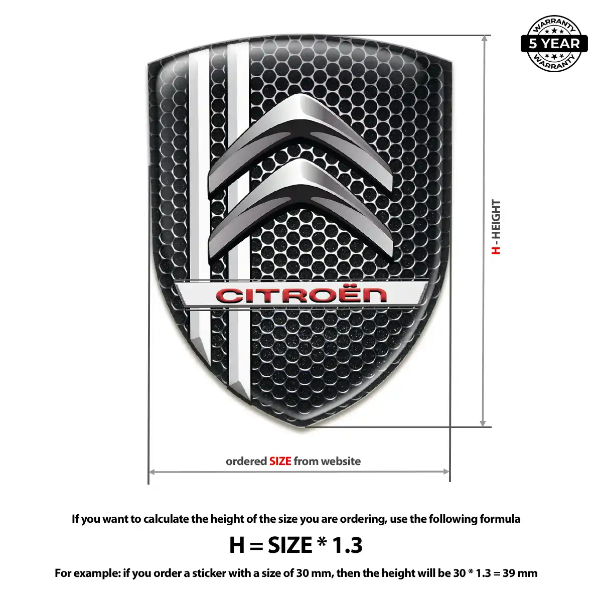 Citroen Resin Domed Sticker Elite Finish