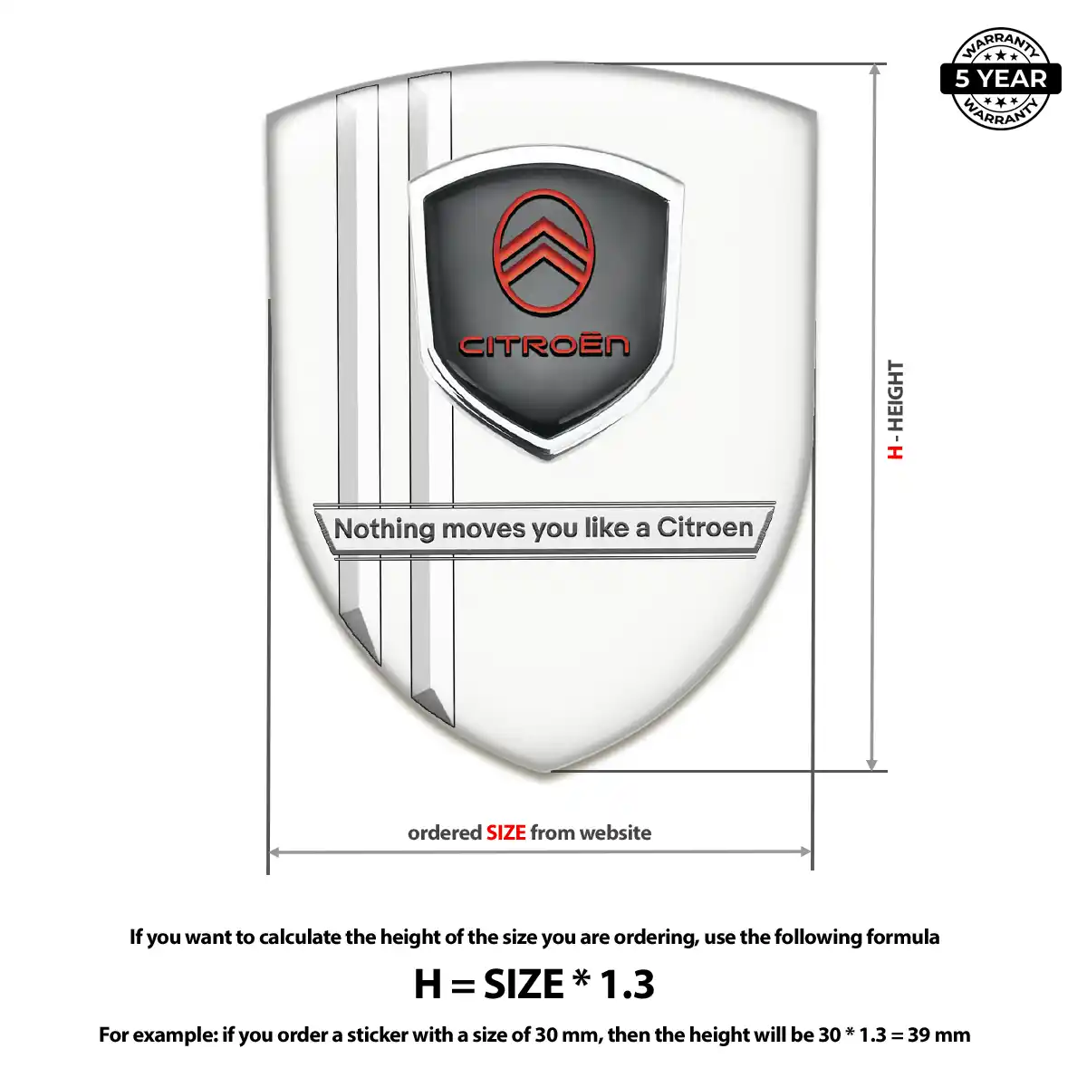 Citroen Resin Domed Sticker Exterior Luxe