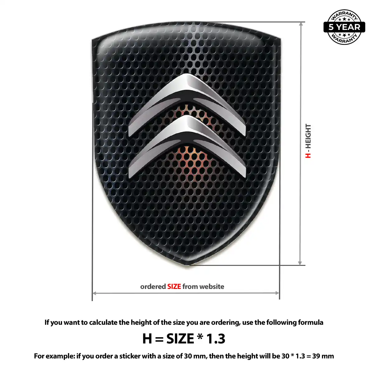 Citroen Resin Domed Sticker Prime Quality