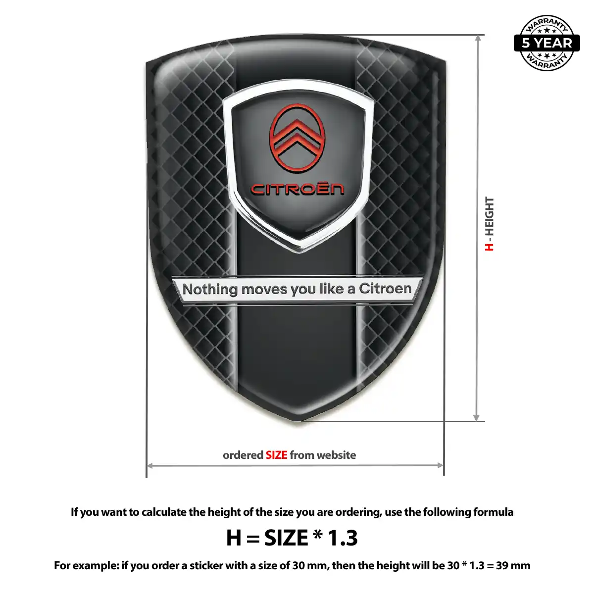 Citroen Resin Domed Sticker Resin Luxe