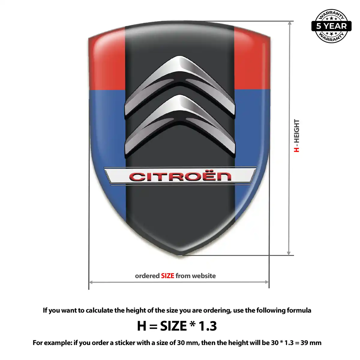 Citroen Resin Emblem Sticker Premium Dome