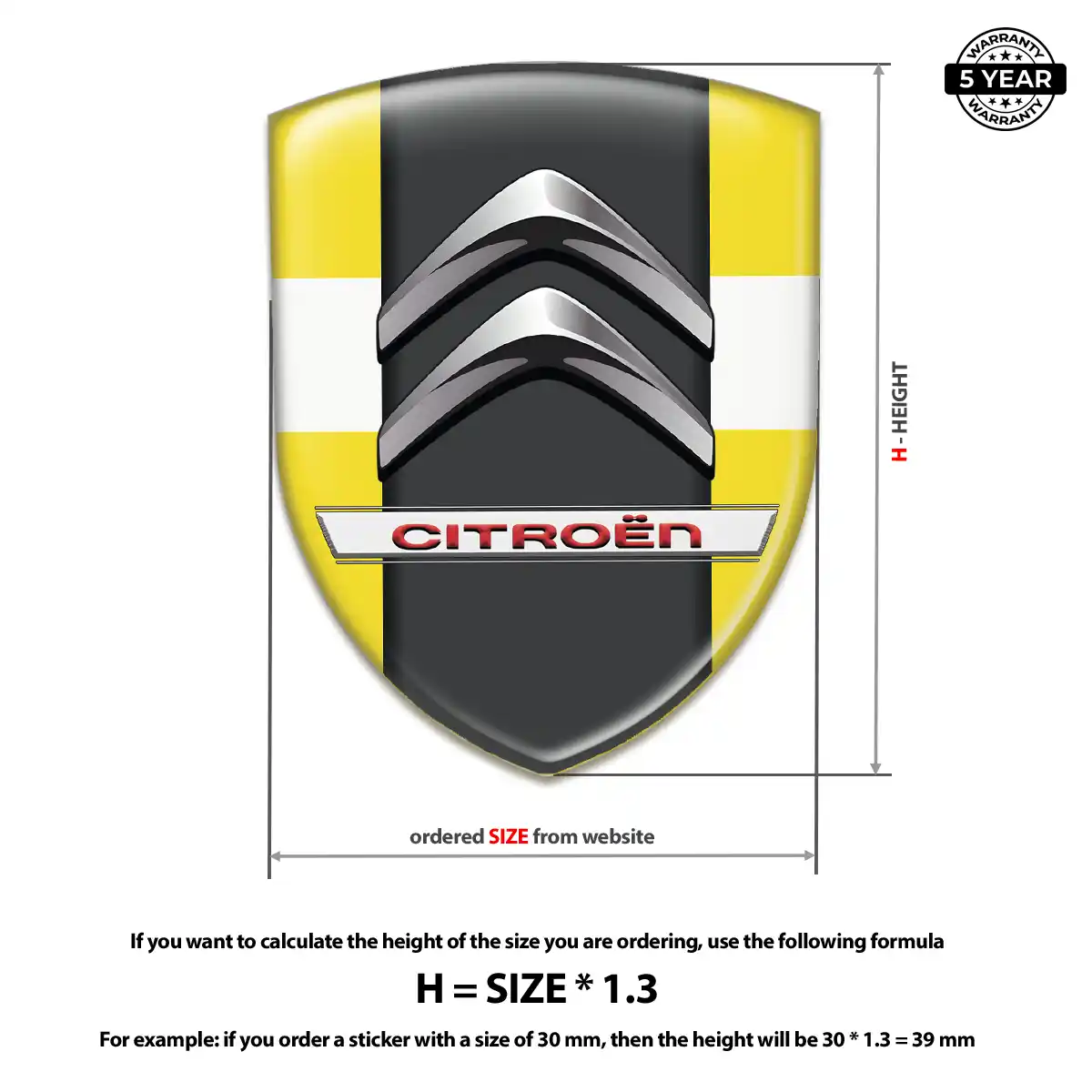 Citroen Self Adhesive Emblem Sticker Premium Dome