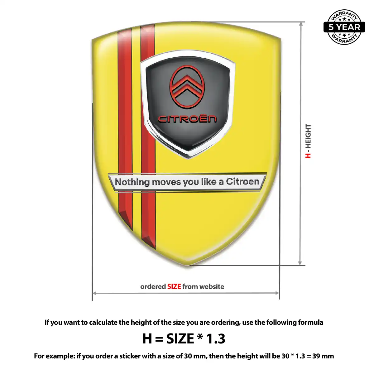 Citroen Self Adhesive Emblem Sticker Resin Luxe