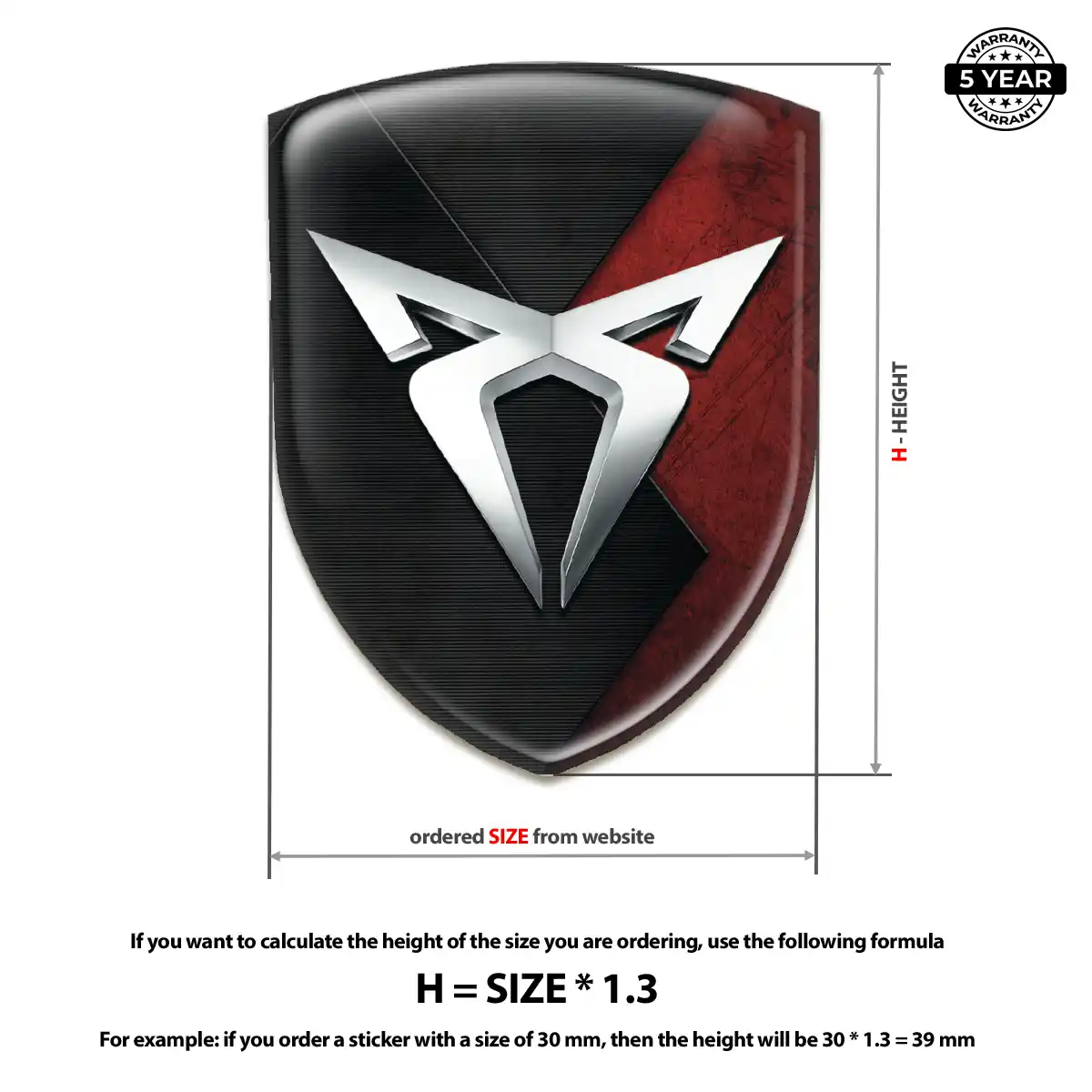 Cupra Polyurethane Domed Sticker Prime Quality