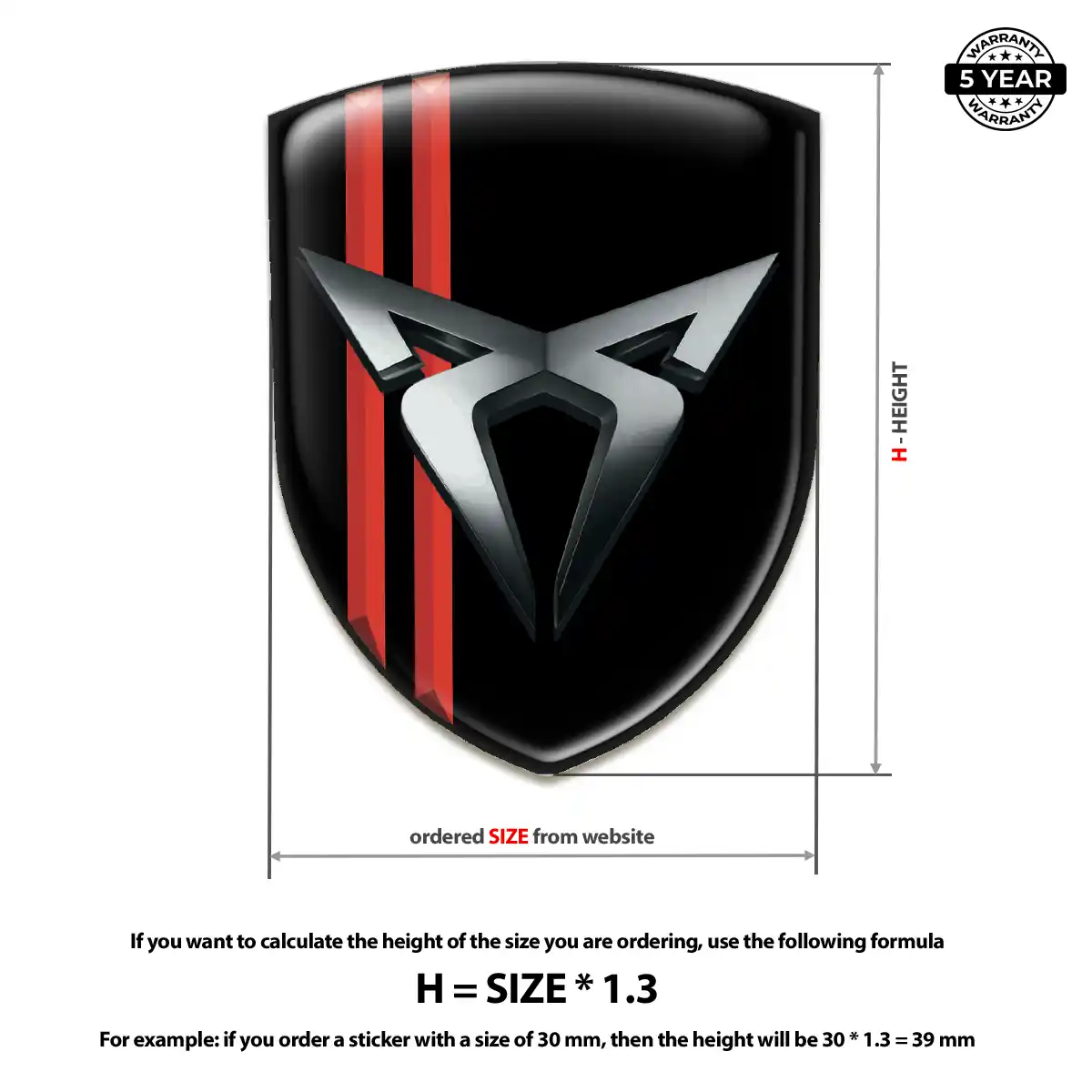 Cupra Polyurethane Domed Sticker Refined Design