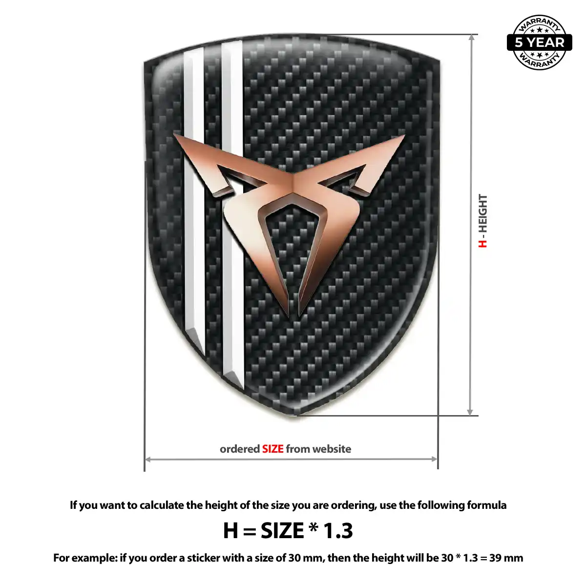 Cupra Resin Domed Sticker Elite Finish
